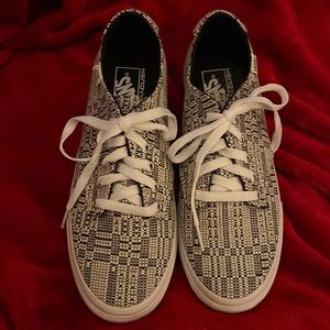 Vans Ultracush Camden Optical Woven Deluxe Womens Size 9, Black Cream Sn…
